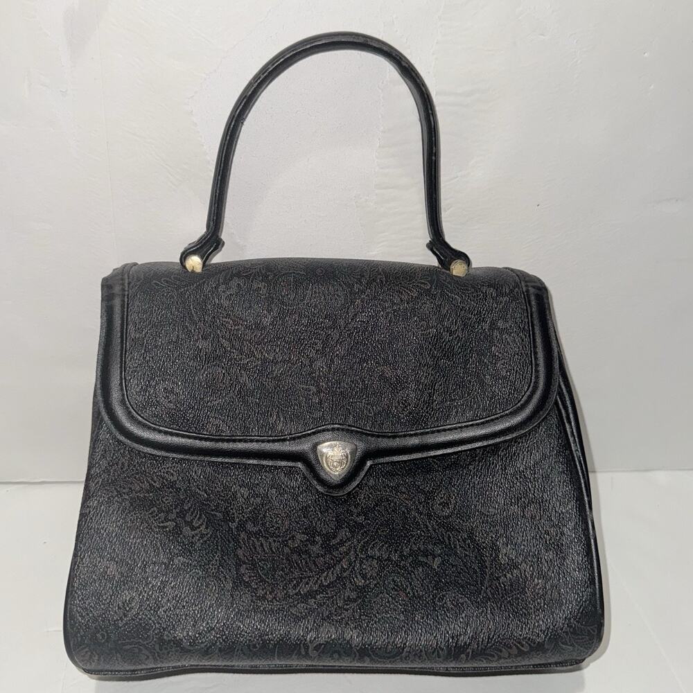 Vintage LIZ Liz Claiborne Purse 1990s Black Paisley Print Handbag